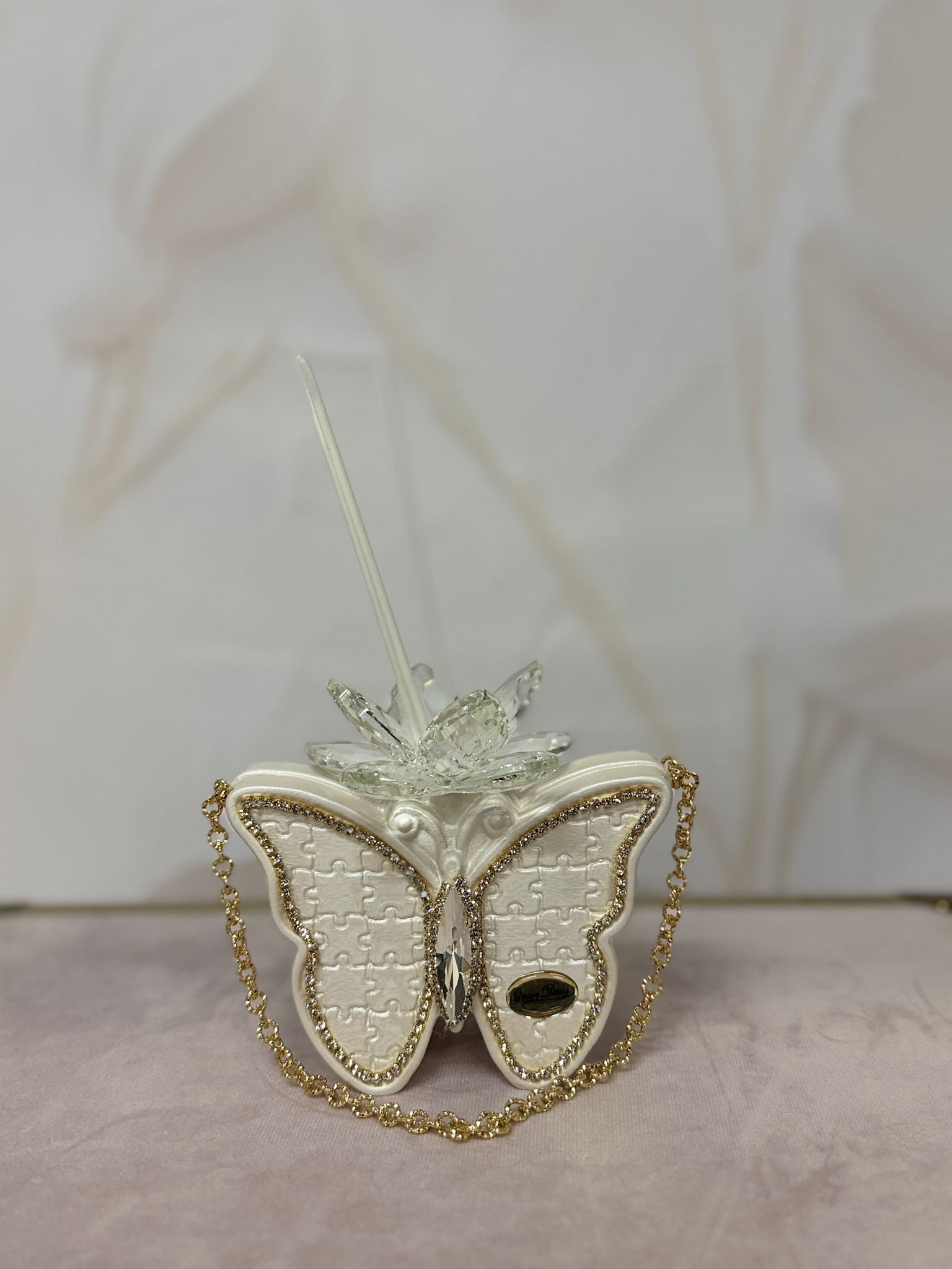Borsetta Farfalla Piccola Profumatore Bianca E Oro