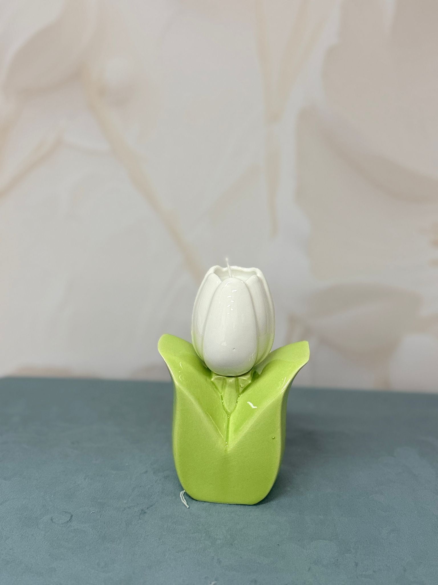 Candela Tulipano Bianco/Verde Lucido