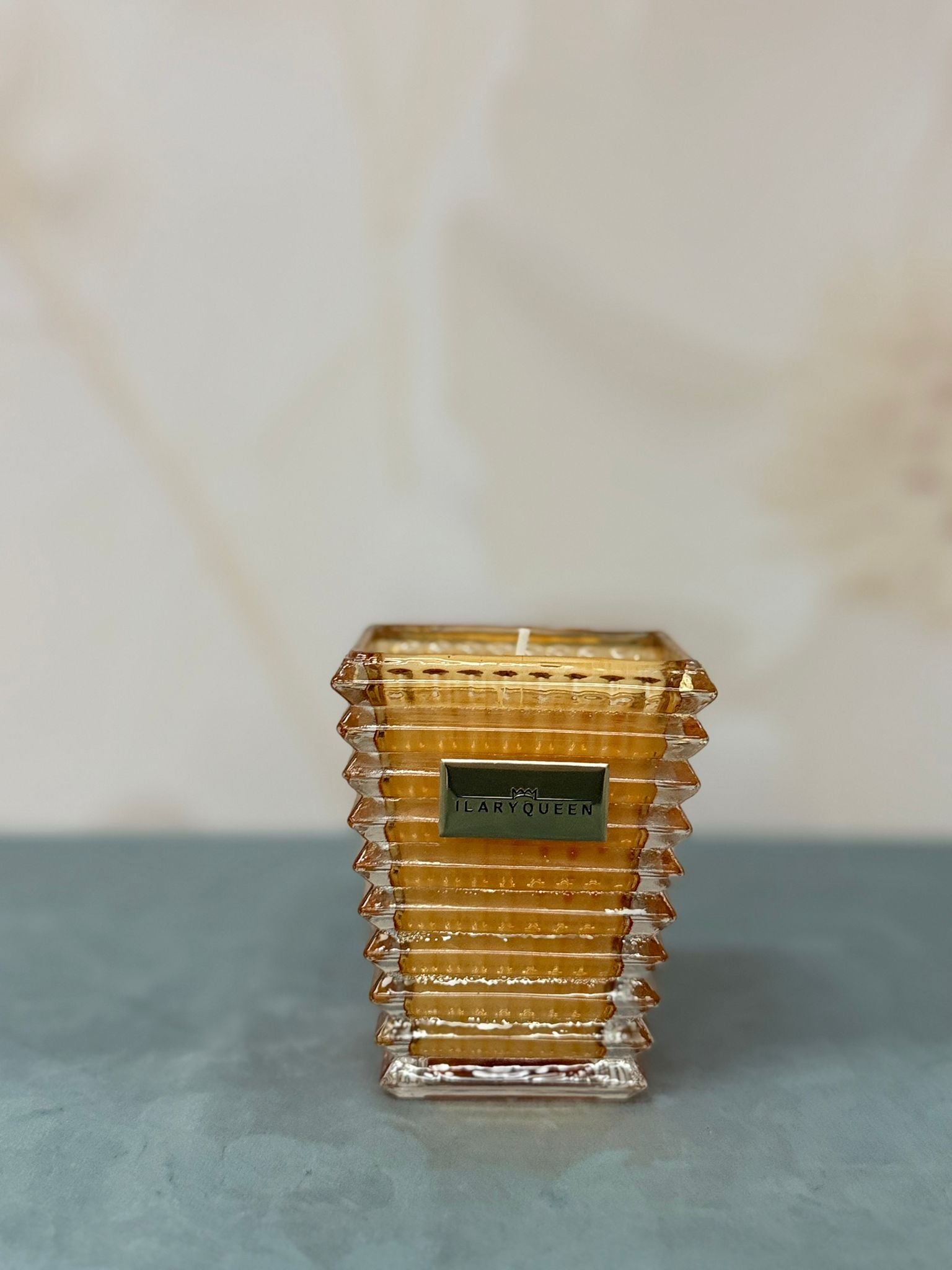 Candela Rettangolare Ambra In Vetro