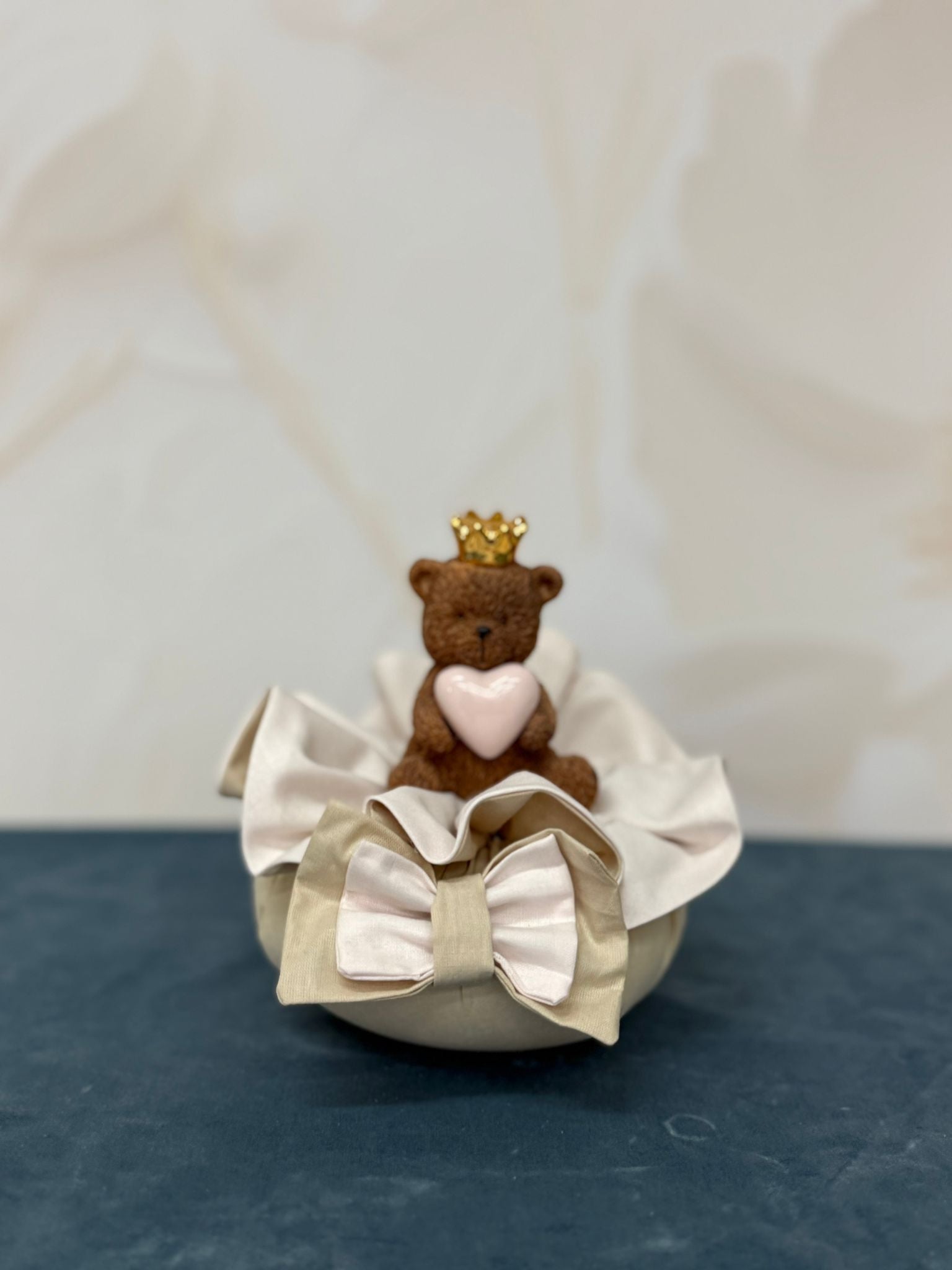 Puffo Cotone Rosa E Nocciola Con Teddy