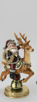 Babbo Natale Su Cervo In Resina