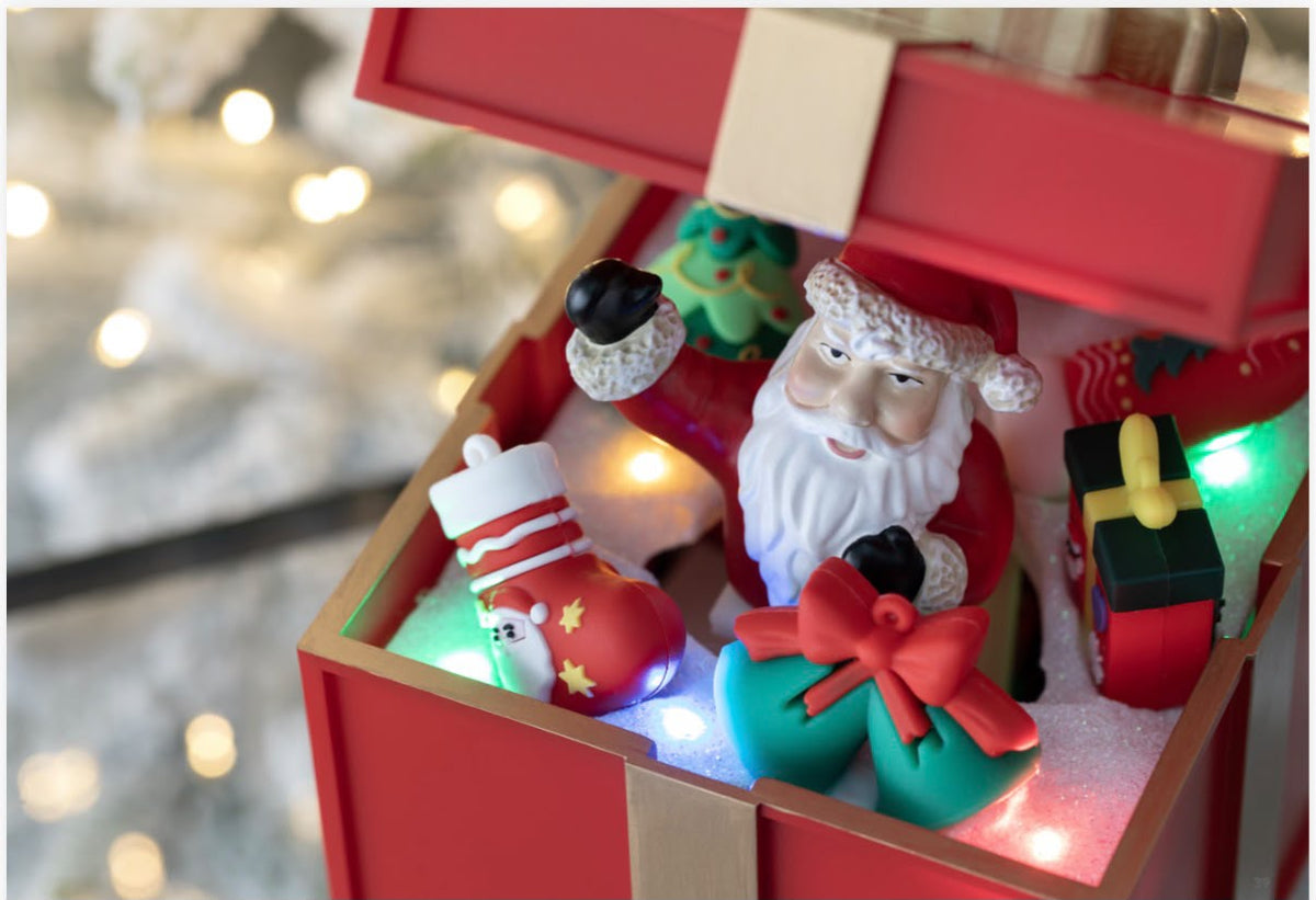 Gift Box Babbo Natale Con Musica e Luci Led