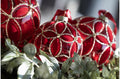 Sfera Vetro Fiore Rossa