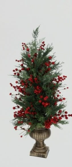 Albero Bacche Rosse e Vaso Oro