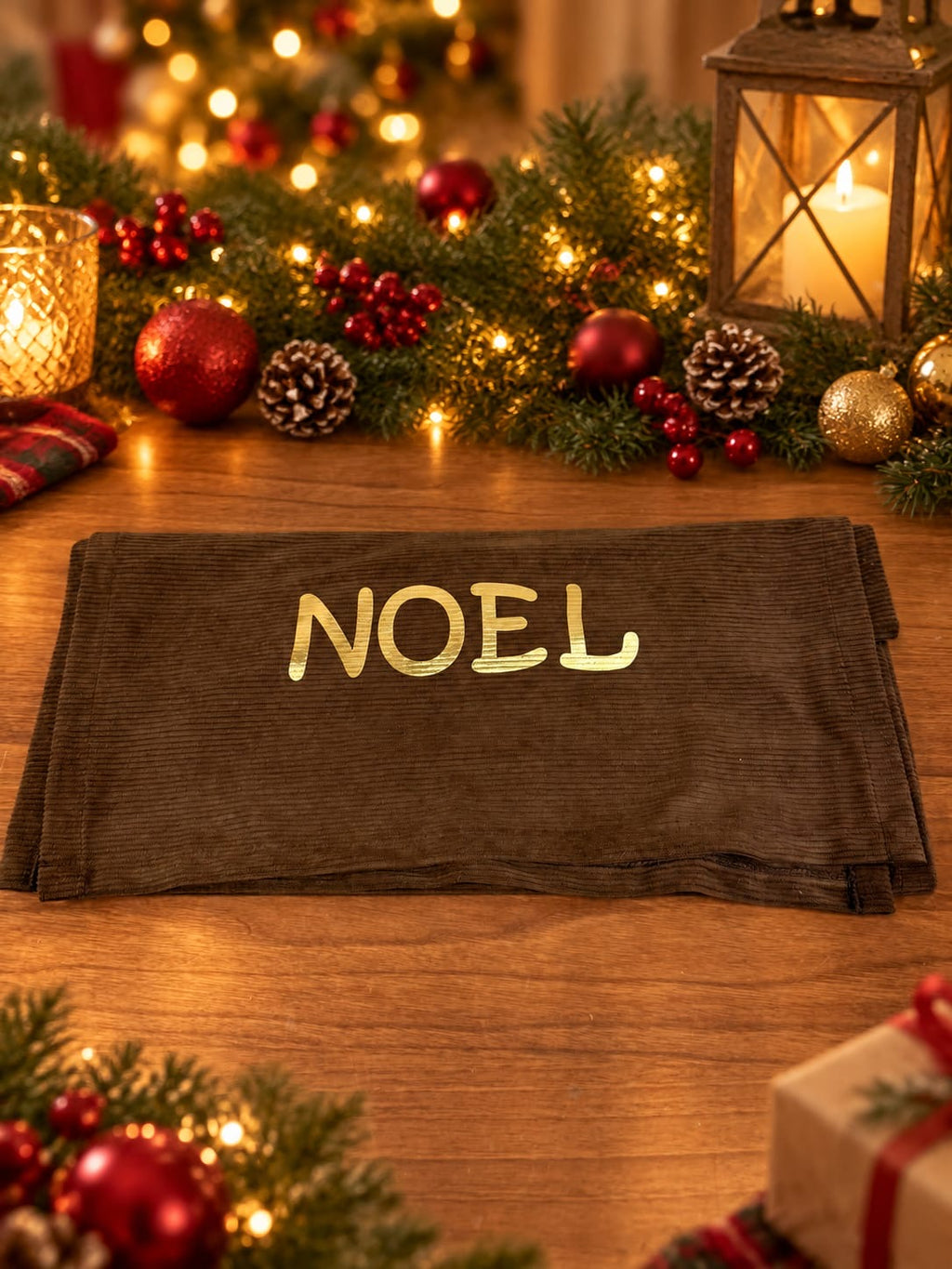 Runner In Velluto Con Scritta "NOEL"