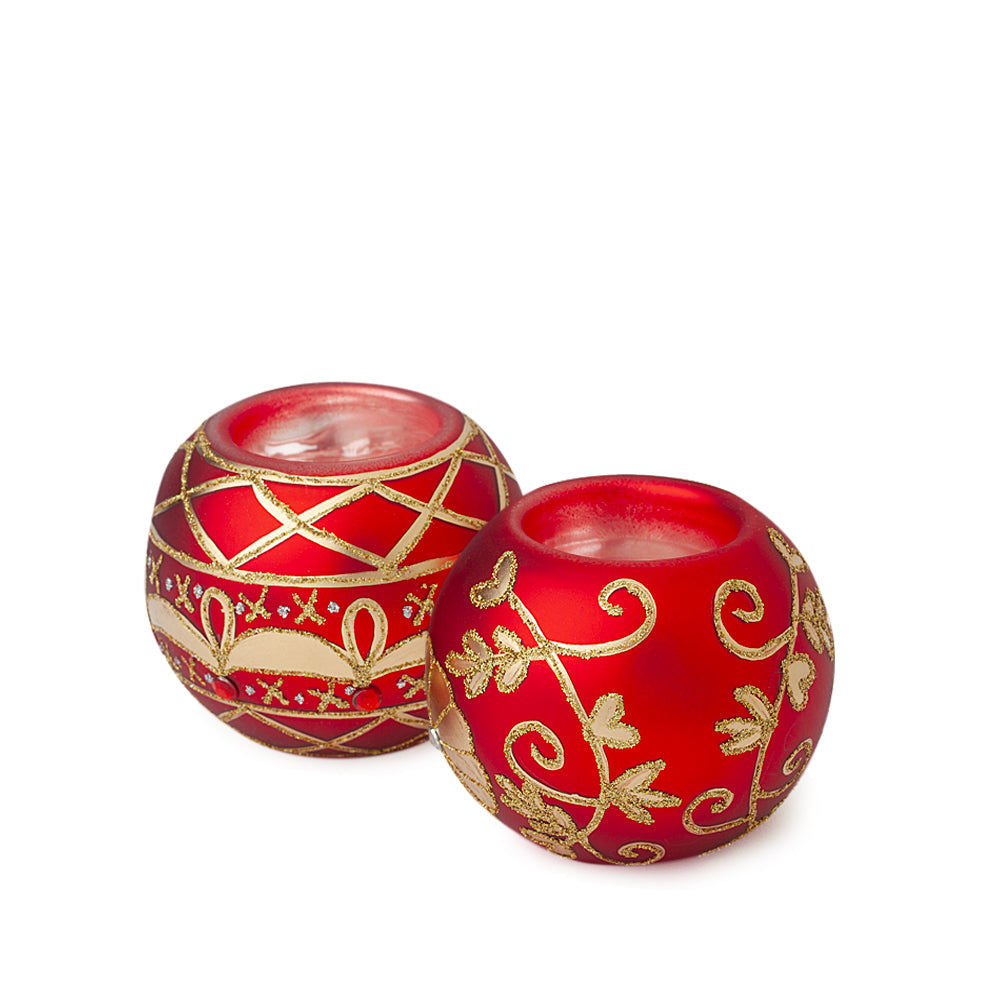 Set da 2 portatealite in vetro soffiato