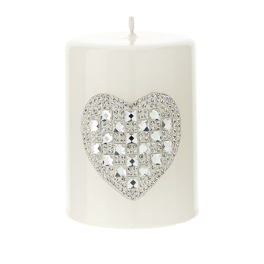 candela laccata con cuore strass