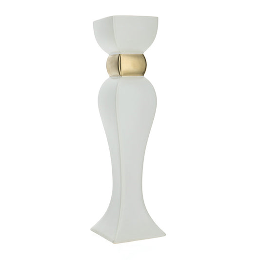 porta candela gres bianco oro