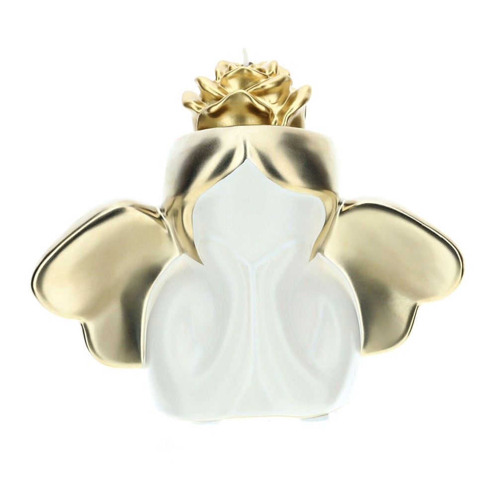 Porta candela angelo gres bianco/oro