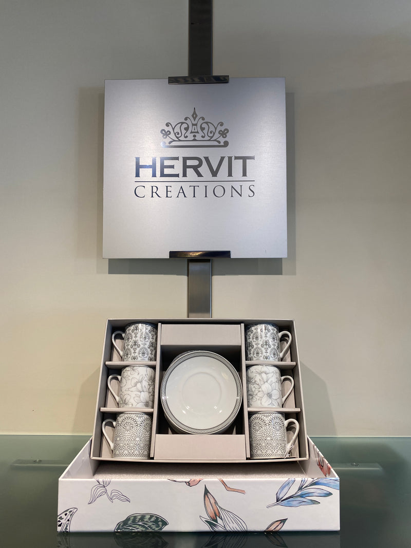 box da 6 tazzine caffe in porcellana Hervit