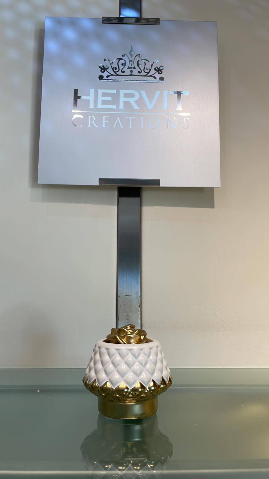 Porta candela bianco/oro