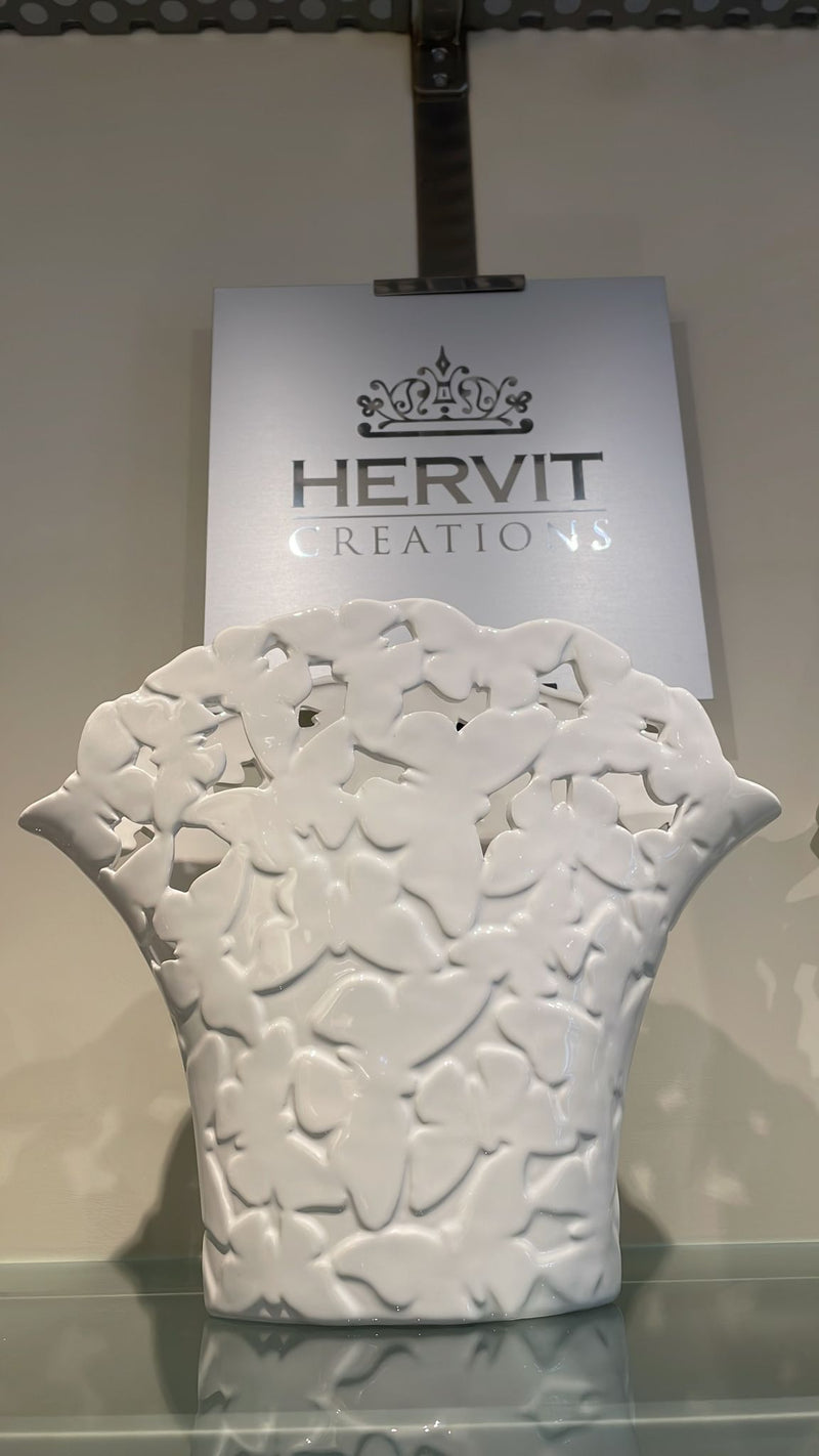vaso traforato ceramica con farfalle Hervit