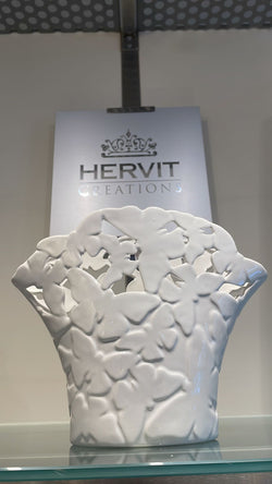 vaso traforato ceramica con farfalle Hervit