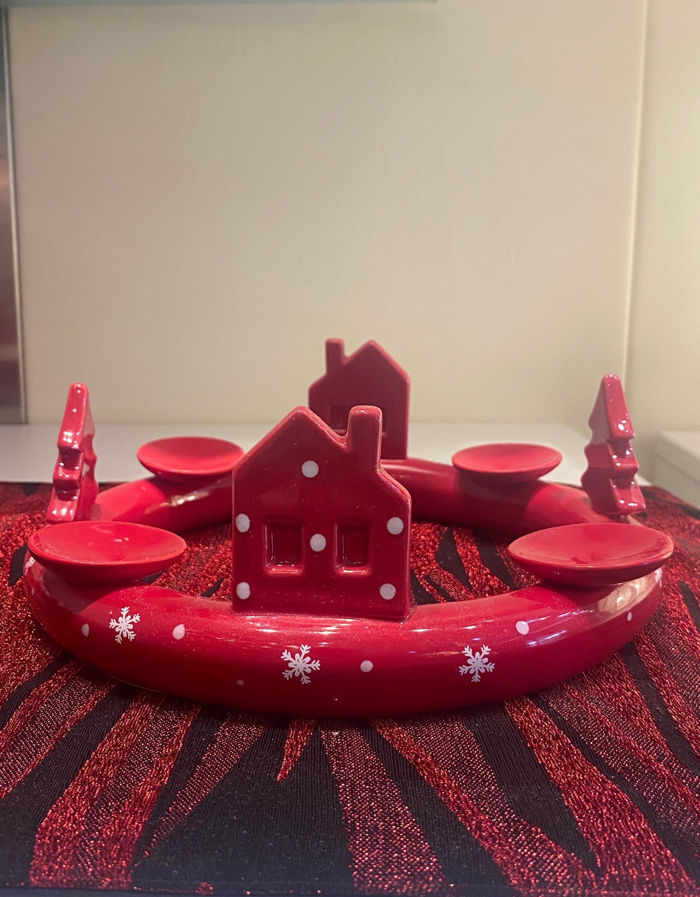 Portacandele natalizio circolare rosso